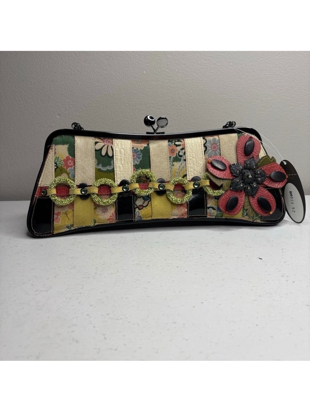 Mary Frances Patchwork Beaded Kiss Lock Purse NWT